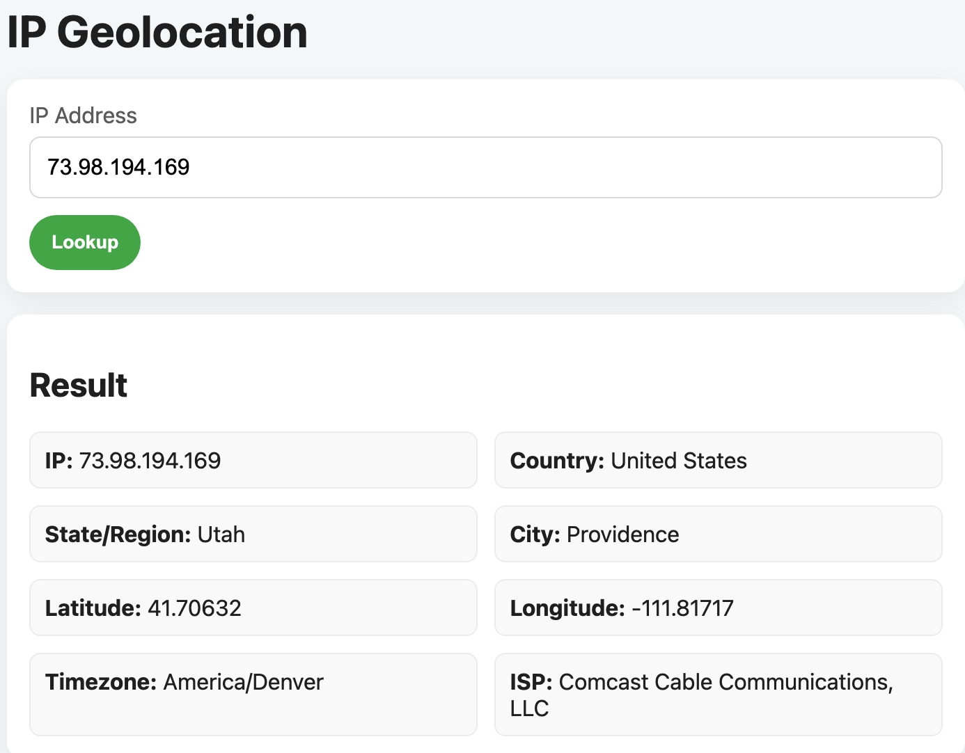 IP Geolocation screenshot