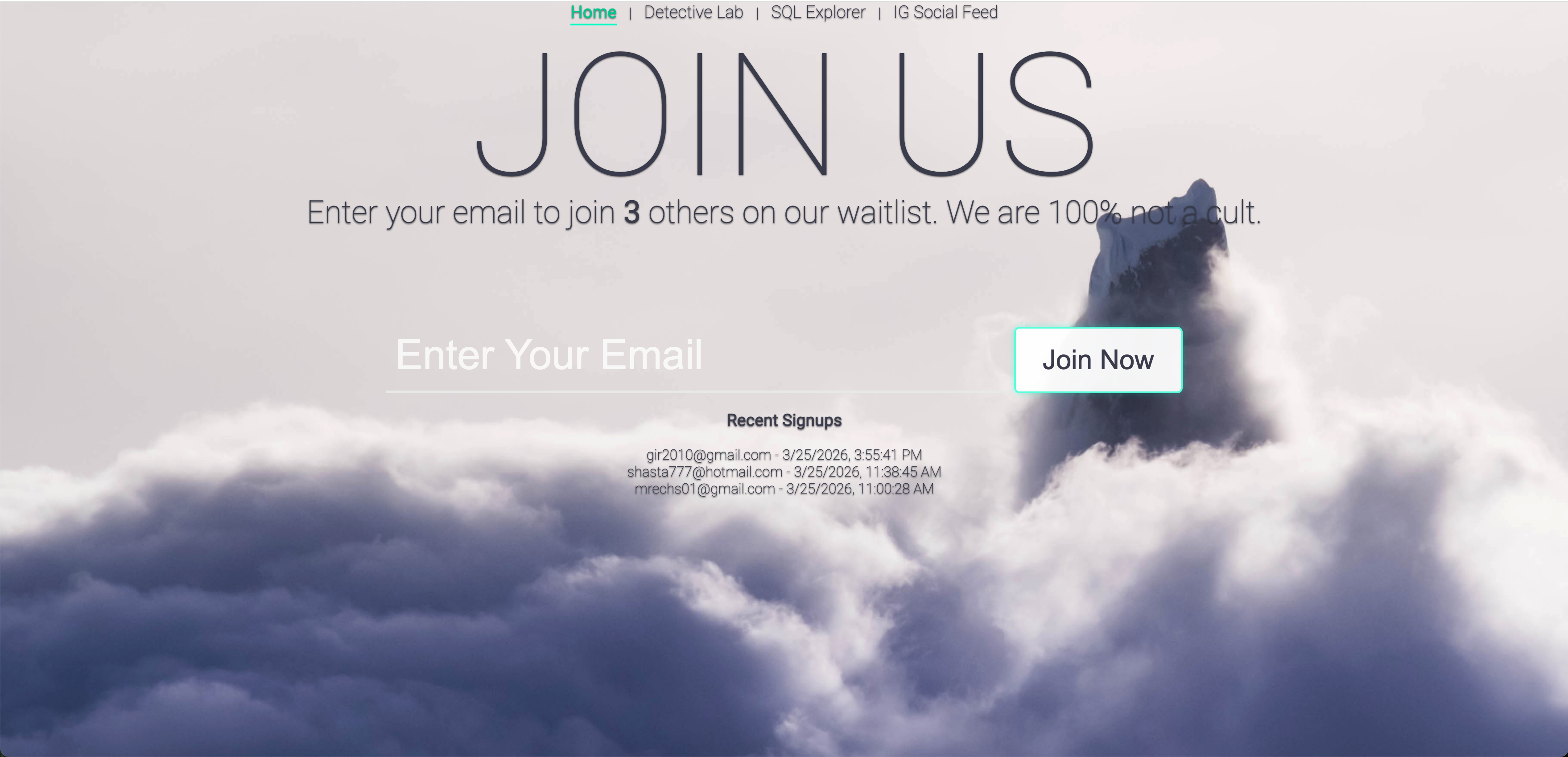 JoinUs SQL & Social Platform screenshot