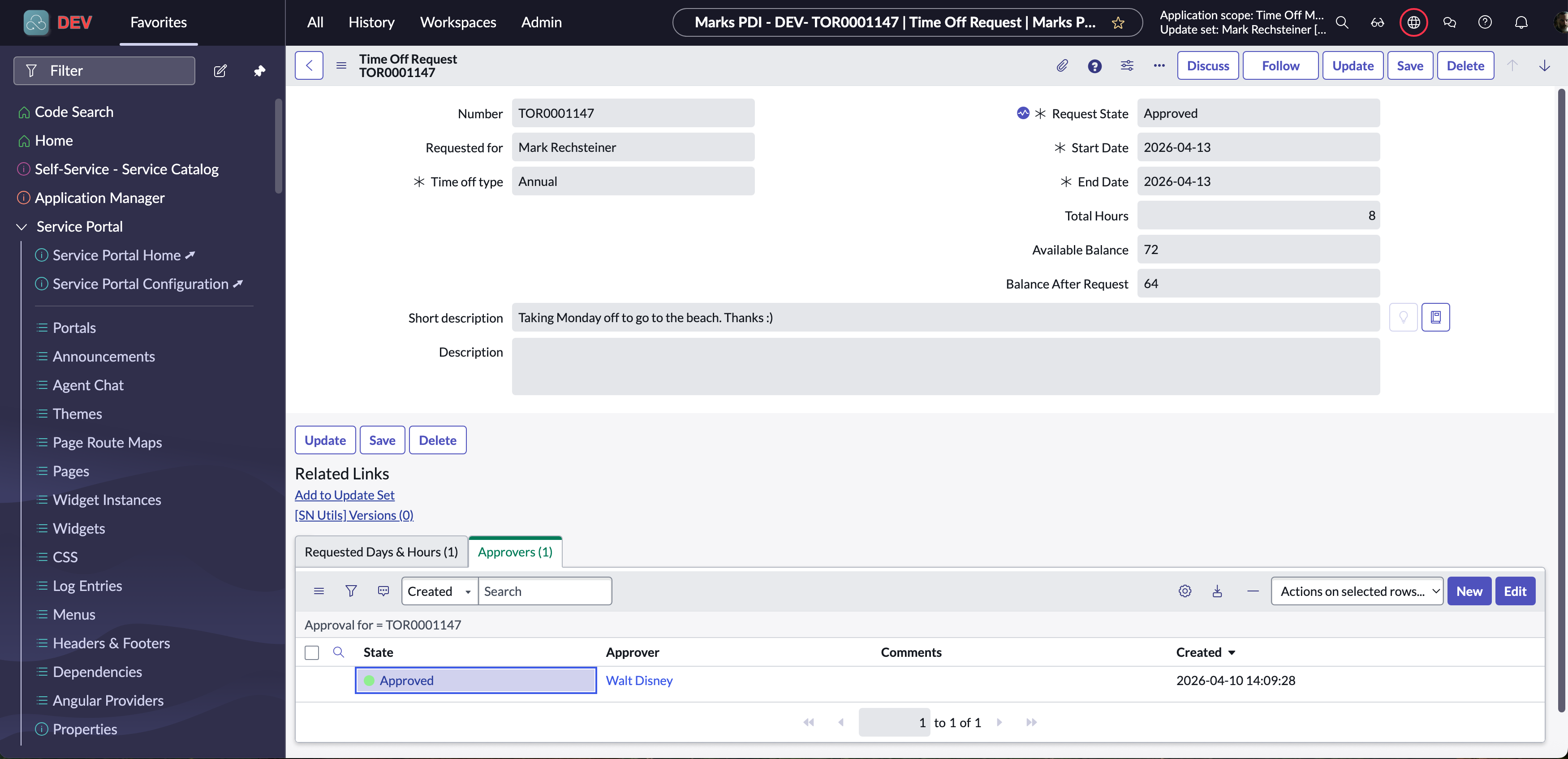 Placeholder preview for Time Off approval walkthrough